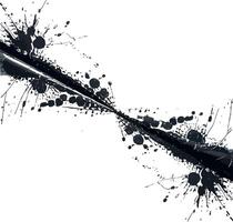 A high resolution illustration featuring a black ink splash with grunge style blots and droplets on a clean white background. vector