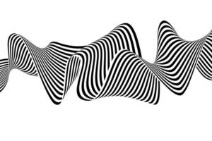 Abstract Black and White Kinetic Wave Background Dynamic Striped 3D Illusion Illustration vector