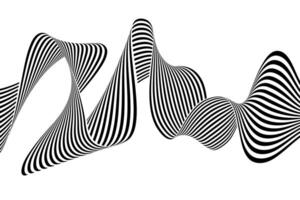 Abstract Black and White Striped Kinetic Wave Background Design vector