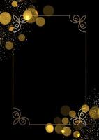 Elegant background with gold frame, glitter and bokeh lights design vector