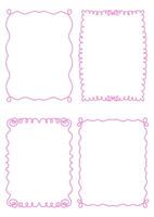 Collection of pastel pink hand drawn swirly frames vector