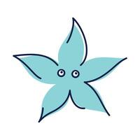 illustration of smiling starfish in childish cartoon style. Cute sea creature for ocean themes, underwater patterns, diving and snorkeling designs, kids books, summer and beach projects vector