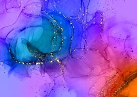 Decorative hand painted alcohol ink background with rainbow colours vector