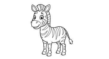 Cheeky Zebra Cartoon Character Kids Coloring Page vector