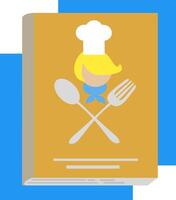 Cartoon Illustration of Chef's Secret Cooking Recipe Book in circle round blue background. Perfect for describing the process of learning to cook vector