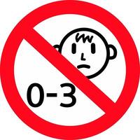 An illustration of a red circle with a red diagonal line symbolizing that babies aged 0 to 3 months are prohibited vector
