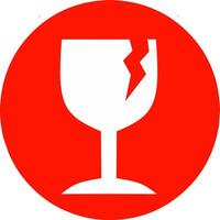 Fragile red round Icon. Perfect for attaching to boxes containing breakable items. vector
