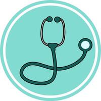 Medical And Healthcare Stethoscope green Color Icon In Flat Design Style in round circle background. Editable stroke. vector