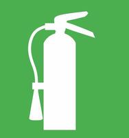 Fire extinguisher icon. Green background Fire extinguisher silhouette illustration isolated. Fit for safety signs of building vector