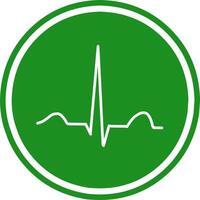 Heart beat monitor pulse line art icon for medical apps and websites in green round background. vector