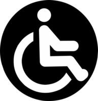 Disability handicap wheel icon isolated on black roundbackground. Fit for priority signs in public. vector