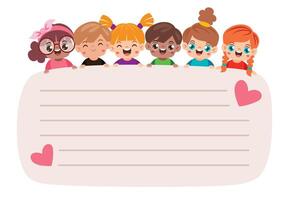 Kids With Blank Notepaper vector