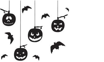 Pumpkin bat black color object icon set collection happy halloween day 31st october month pumpkin bat dark color black happy halloween character cartoon costume ghost banner copy space spooky fear art vector