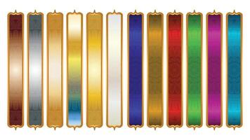 Set of luxury golden arabic islamic banner title frame text box in background vector