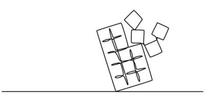 Chocolate bar in single line draw illustration. Continuous one line drawing of sweat chocolate bar. Editable stroke Single Line Illustration vector