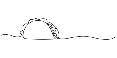 continuous single drawn one line taco hand-drawn vector