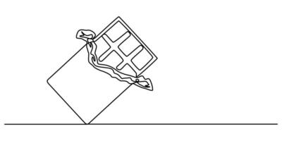 Minimalist one line drawing of a chocolate bar, blending simplicity with sweet indulgence in design vector