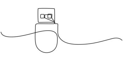 continuous one line drawing of usb symbol. abstract line art illustration vector