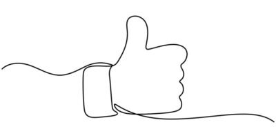 Continuous line drawing of like Thumb up in one line drawing vector