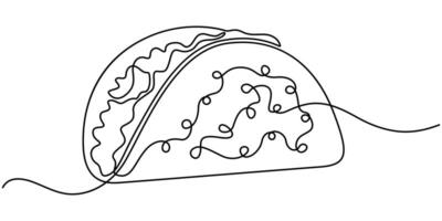 Continuous Line Drawing of Taco Icon. Hand Drawn Symbol Illustration vector