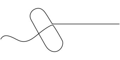 continuous one line drawing pills and capsules. vector