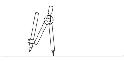 Continuous One Line Drawing Compass Editable Icon vector