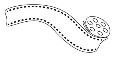 Clapper board and film reel continuous one line drawing. Filmstrip linear element vector