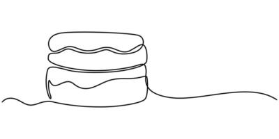 Continuous One Line Drawing of Donut Hand Drawn Symbol Illustration. vector