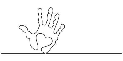 Continuous one line drawing, Health care hands holding heart. design poster art print illustration, continuous one line drawing vector