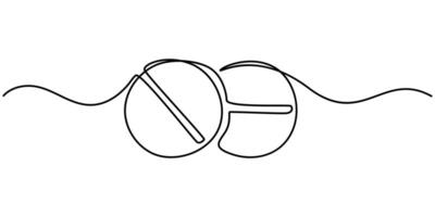 charcoal capsules continuous one line drawing illustration vector
