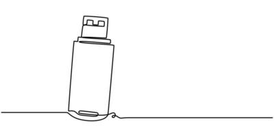 continuous one line illustration of a flash drive, isolated vector