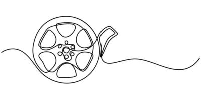 continuous one line drawing of a reel of film vector