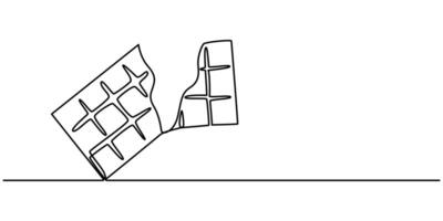 Candy sticks one line continuous drawing illustration, Continuous one line drawing of chocolate bar vector