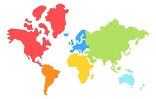 Clear illustration of world map with continents vector