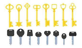 Flat Illustrations of a set of keys for locks in a simple style vector