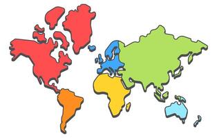 Simple illustration of world map with continents vector