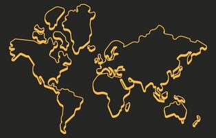Minimlaistic World map illustration for dark background vector