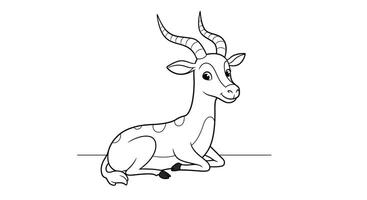 Friendly Relaxed Antelope Cartoon Character Kids Simple Animal Outline Coloring Page vector