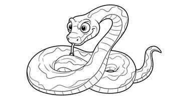 Amusing Cute Sidewinder Snake Cartoon Character Kids Coloring Page vector