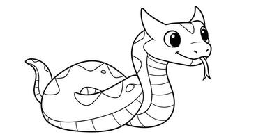 Curious Horned Viper Cartoon Character Snake Coloring Page for Children vector