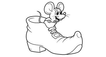 Cute cartoon style mouse peeking from a leprechaun shoe outline drawing perfect for children st patricks day vector
