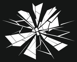 Monochrome Shattered Glass Effect Abstract Design with Sharp Edges and Fragments vector