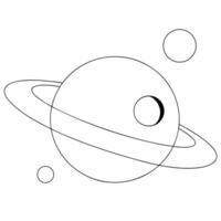 Simple Line Drawing of a Ringed Planet with Three Moons vector