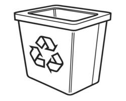 Simple Black and White Line Art of a Recycling Bin vector