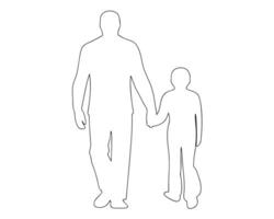 Father and Child Walking Together A Simple Line Art Illustration vector