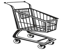 Monochrome Illustration of a Classic Supermarket Shopping Cart on a White Background vector