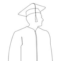 Minimalist Line Art Illustration of a Graduate Wearing Cap and Gown vector