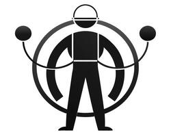 Abstract Worker Icon with Hard Hat and Circular Design Elements vector