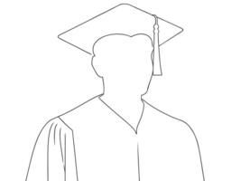 Line Art Illustration of a Graduate Wearing a Cap and Gown vector