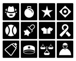 Black and White Icon Set Depicting Various Objects and Concepts vector